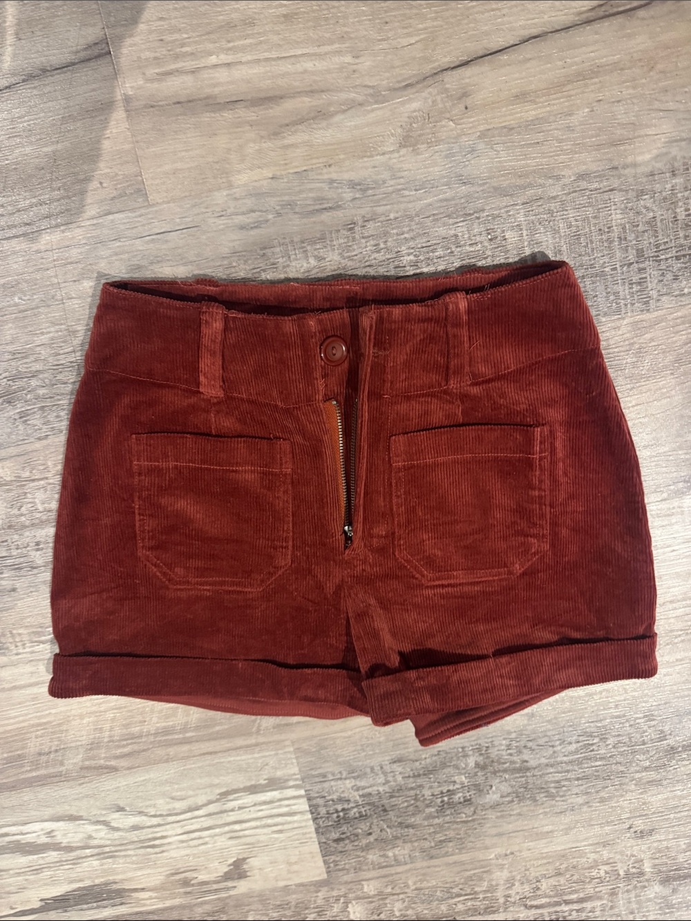 Altar'd State Rust Corduroy High-Waist Shorts